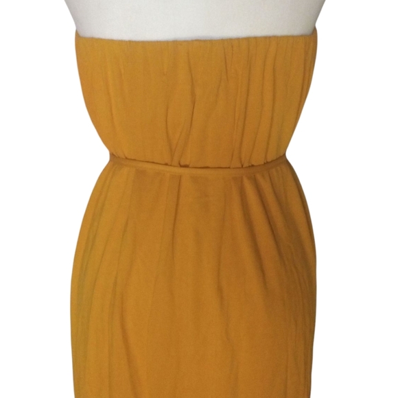Zara Goldenrod Yellow Strapless Tie Waist Maxi Dress Size Small Beachy Comfy - Picture 5 of 7